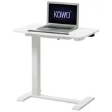 KOWO Laptoptisch Bett- und Beistelltisch mobil, Höhenverstellbar Laptoptisch Elektrisch, Modern C Form Beistelltisch, 70 x 40 x (67-108) cm (B x T x H) weiß