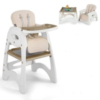LIFEZEAL 5 in 1 Babyhochstuhl, Mobiler Babystuhl mit Schaukelfunktion, Kinderhochstuhl mit Abnehmbarem Doppeltablett & Fußstütze, Kombihochstuhl mit Sicherheitsgurt, ab 6 Monate (Ohne Räder, Kaffee)