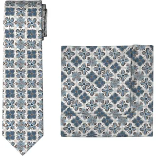 Olymp Krawatte OLYMP, Herren, bleu, Web, Baumwolle, gemustert, Krawatten, Set mit Einstecktuch