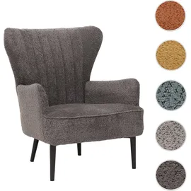 Mendler Lounge-Sessel HWC-K37 Chenille 75 x 80 x 75 cm dunkelgrau mit Kissen
