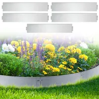 Fogmiea Rasenkante Metall Beetumrandungen Rasenkante Verzinkt Blumenbeet Umrandung Rasenkanten Mähkante Metall Palisade, Silber (Länge 10m - Höhe 15cm)
