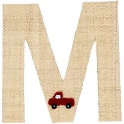RICE Raffia Buchstaben Sticker, M, Van