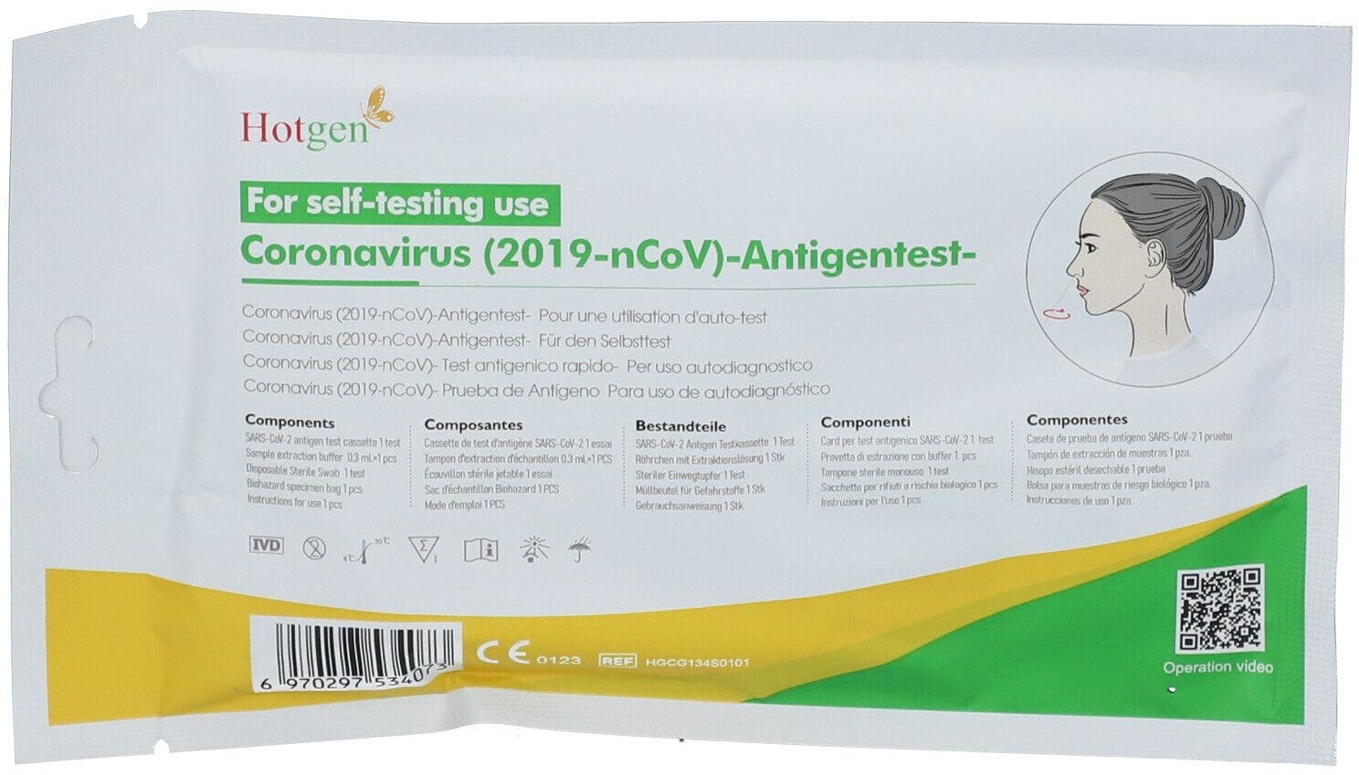 Hotgen Autotest antigénique Covid-19 1 pc(s) test(s)