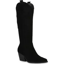 VAN HILL Cowboystiefel in Schwarz Velours