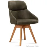 58 aufm Kessel Esszimmerstuhl Küchenstuhl drehbar (2er-Set) Drala 52x82x63 Eiche geölt/Olivgrün (Lieferung bis Verwendungsstelle, 2 St), Stabiles Gestell aus Massivholz pflegeleichter Bezug aus Microfaser grün