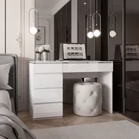 Lukmebel Schreibtisch AURORA SILVER mit Schubladen - Silber/Weiß