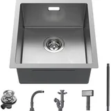 CECIPA Edelstahl Einbauspüle Küchenspüle Rechteck Spülbecken 40X44cm Eckig Spüle mit Abtropffläche - Silber