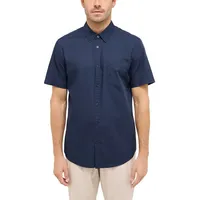 Mustang Kurzarmhemd Style Gilroy mit Brusttasche und Logo-Stickerei blau