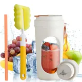 Tragbarer Mixer, 450ml Smoothie Maker, 12-Blatt Portabler Elektrischer Saftpresse, Mini-Mixer 1500 Mah, Portable Blender Mit Trinkdeckel und Reinigungsbürste, Für Saft Marmelade Shake Smoothie
