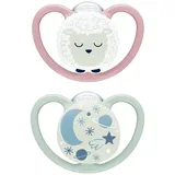 NUK Space Night Silikon 10176328 2 Stück Schaf/Nachthimmel