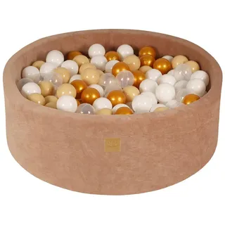 MeowBaby Bällebad Beige, Gold, Beige, Weiß, Transparent, 90x30x90 cm, Spielzeug, Kinderspielzeug, Bällebad