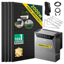 ALLDREI Balkonkraftwerk Bifazial 2000 W inkl. 4 x 500 W Anker Solix Solarbank 4 E5000 Pro 5 kWh