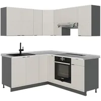 Vicco Winkelküche Fame-Line L-Form 160 x 190 cm GrauBeige/Anthrazit