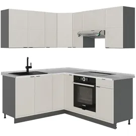 Vicco Winkelküche Fame-Line L-Form 160 x 190 cm GrauBeige/Anthrazit