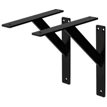 ML-Design 2 Stück Regalhalterung Schwarz 240x240 mm, Aluminium, Regalwinkel