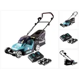 Makita DLM 432 PM4 Akku Rasenmäher 36 V ( 2x 18 V ) 43 cm Brushless + 4x Akku 4,0 Ah + Doppel Ladegerät