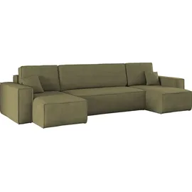 Kaiser Möbel Ecksofa mit schlaffunktion und bettkasten, Sofa U-form, Couch U-form BEST Cord Olive