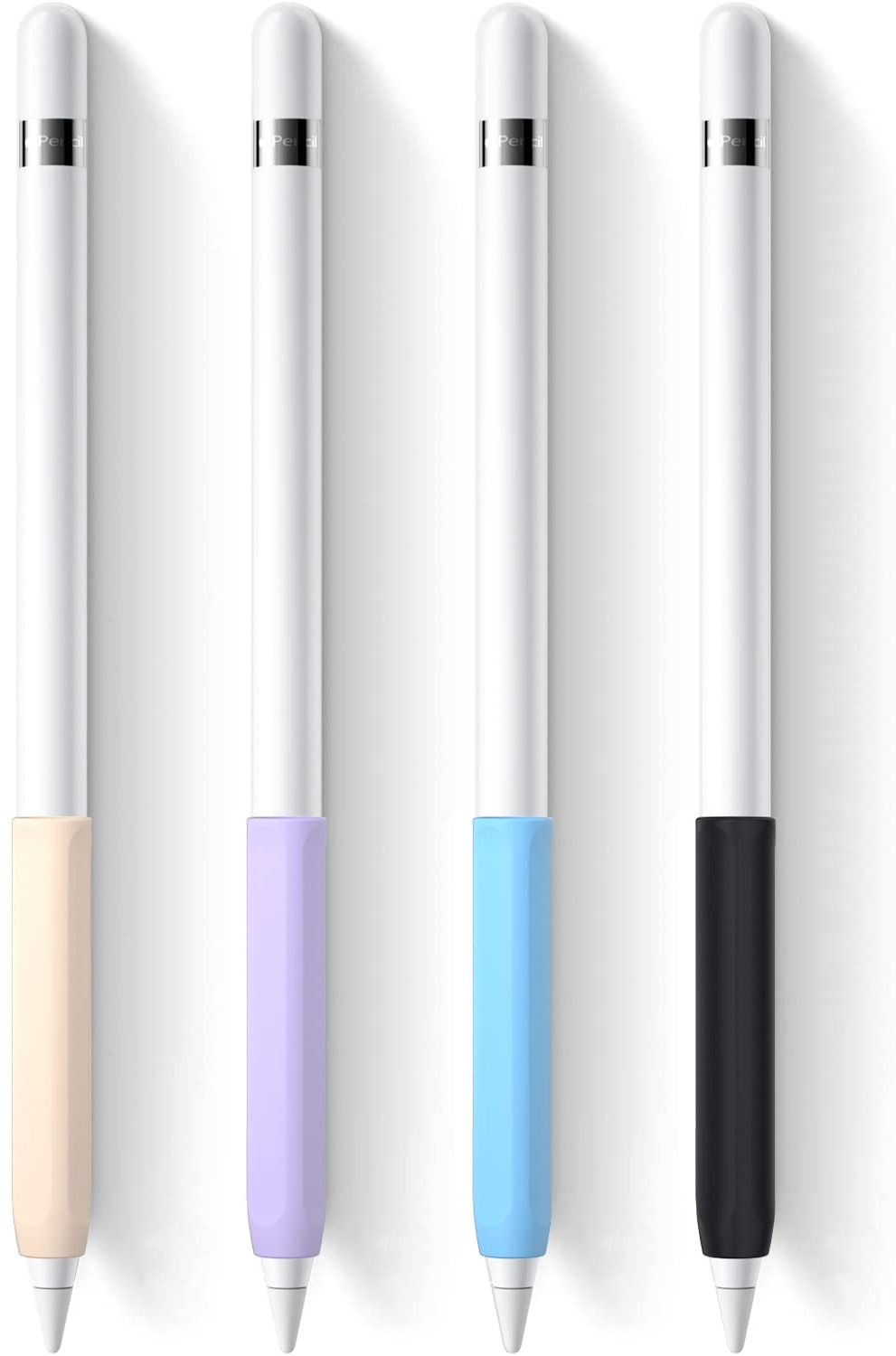 YINVA 4 x Griffhalter, kompatibel mit Apple Pencil der 1. Generation, Premium-Silikon, ergonomische Schutzhülle, Zubehör, kompatibel mit iPad Pencil 1 Gen (Rosa, Lila, Blau, Schwarz)