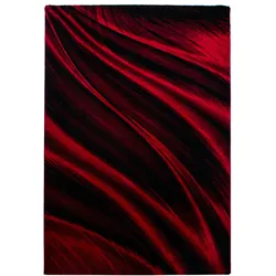 Teppich Kurzflor Abstrakt Wellen Polypropylen saugroboter Wohnzimmer Rot Rechteckig 140x200 | Kadima Design