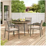 Okwish Gartenmöbel-Set 5-tlg. Beige/Grau