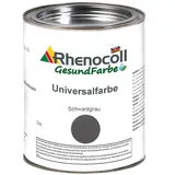 Rhenocoll Universalfarbe für Holz, Metall und Stein – Holzfarbe innen und außen – Wetterfeste Deckfarbe auf Wasserbasis – Metall-Farbe Schwarzgrau seidenmatt 1 l