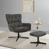 INOSIGN Drehsessel »VERGAS Ohrensessel mit Hocker im Set«, Relaxsessel mit 360-Grad-Drehfunktion u. Hocker, Web-Stoff