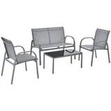 [en.casa] Gartenmöbel-Set 4-tlg. Hellgrau