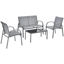[en.casa] Gartenmöbel-Set 4-tlg. Hellgrau