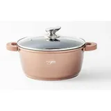 Platinum Kochtopf Aluguss Glasdeckel Ø20cm Induktion Marmorbeschichtung Suppentopf Pfanne Copper