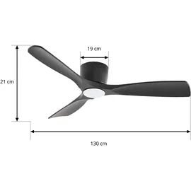 LUCANDE Moneno 131 cm Deckenventilator Schwarz