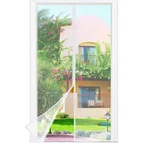 luxuskollektion Fliegengitter Balkontür Magnet Klettband 38mm ohne 140 x 240 cm Weiß