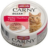 Animonda Carny Ocean Katzenfutter, Nassfutter für Katzen, Weißer Thunfisch + Rind, 12 x 80 g