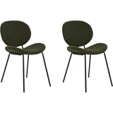 Beliani Esszimmerstuhl Luana Kunstleder grün/schwarz 2er Set