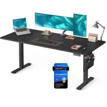 Songmics Höhenverstellbarer Schreibtisch 180 x 80 cm Tintenschwarz