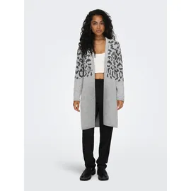 Only Strickjacke "ONLJADE ANIMAL LS CARDIGAN CC KNT", Damen, Gr. XS, grau (light grau melange pattern:leo, dunkelgrau melange), Strick, Obermaterial: 81% Polyacryl, 19% Polyester, gemustert, regular fit Po-bedeckend, V-Ausschnitt, Strickjacken Strickjacke