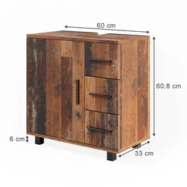 Vicco Waschbeckenunterschrank Ilias 60 x 60,8 x 33 cm Braun