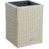 Estexo - Polyrattan Blumenkübel Pflanzkübel 40 cm Rattan Blumentopf Übertopf Topf Beige