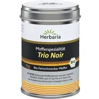 Herbaria Pfeffer Trio Noir, ganze Körner, schwarz, BIO, aus drei Regionen, in der Dose, 75 g