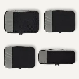 Amazon Essentials 4-teiliges Packwürfel-Reisezubehörset, Gepäckorganizer mit Doppelreißverschluss, Netzoberseite, 100% Polyester, klein/mittel/groß/schmal, grau (früher Amazon Basics)