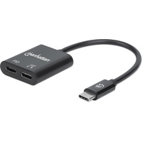 Manhattan USB-C Audioadapter mit Power Delivery-Ladeport, USB-C Stecker auf