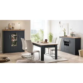 Lomadox Landhausstil Esstisch CESENA-61 in anthrazit mit Wotan Eiche Nb., B/H/T ca. 160/76/90 cm - Grau