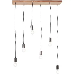 BRILLIANT Pendelleuchte "Rustik", schwarz (schwarz, holzfarbend), H: 125cm, Lampen, Hängelampe 6flg schwarz/holzfarbend