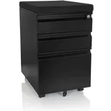 HJH Office Rollcontainer Color OS Stahl Schwarz Rollschrank mit A4 Hängeregister, abschließbar