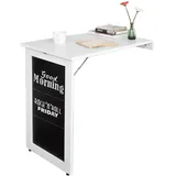 SoBuy Wandklapptisch mit Drop-Leaf Klappbarer Esstisch mit Memo-Board Platzsparender Klapptisch für Küche, Büro und kleine Räume Weiß 50cm x 75cm x 76cm FWT20-W