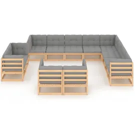 vidaXL Garten-Lounge-Set 12-tlg. grau