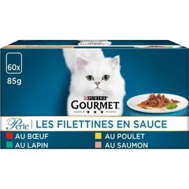 Purina Gourmet Perle Еrlesene Streifen mit Huhn, Rind, Lachs & Kaninchen 60 x 85 g