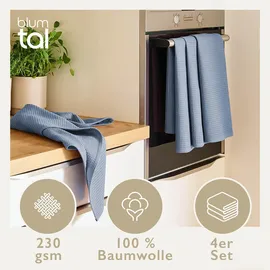 Blumtal Blumtal® Geschirrtücher 50x70 cm im 4er Set - Geschirrtücher Baumwolle 100% - Küchentücher bei 60 °C waschbar - Waffeltücher - Küchenhandtücher - Spül- & Geschirrtücher - Trockentücher Küche in blau