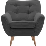 exxpo - sofa fashion »Scandi, Loungesessel mit tollem Sitzkomfort, hochwertige Polsterung", grau (anthrazit), B:87cm H:92cm T:92cm, Sessel, Loungesessel Einzelsessel, bequem, hohe Holzfüße