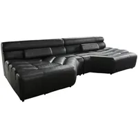 KAWOLA Big Sofa TARA Wohnlandschaft Leder schwarz 286x75x148cm (B/H/T)