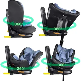 XOMAX XZ-16 Kindersitz drehbar 360° mit ISOFIX und Liegefunktion I mitwachsend I 0-36 kg, 0-12 Jahre, Gruppe 0/1/2/3 I 5-Punkt-Gurt und 3-Punkt-Gurt I Bezug abnehmbar, waschbar I ECE i-Size 129R